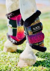 Star Point Horsemanship Holographic Horse Brushing Boots, Rainbow Cheetah, Miniature Horse 38-in & under, 2 count slide 2 of 2