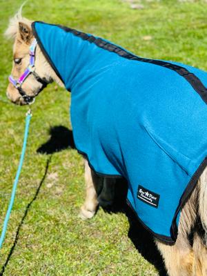 Show full view: Star Point Horsemanship Hooded Fleece Horse Cooler Combo, Teal, 46 to 50-in slide 2 of 4