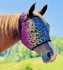 Star Point Horsemanship Horse Fly Mask, Rainbow Cheetah, Horse