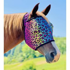 Star Point Horsemanship Horse Fly Mask, Rainbow Cheetah, Horse