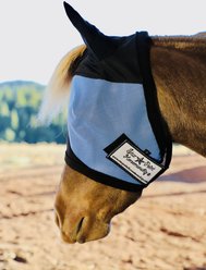 Star Point Horsemanship Mini-Pony Ear Cover Fly Mask, Light Blue, Medium/Mini