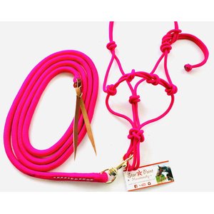 Star Point Horsemanship Mini-Pony-Livestock 4 Knot Rope Halter & 8-ft Lead Set, Raspberry, Large