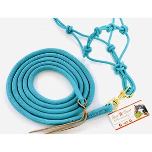 Star Point Horsemanship Mini-Pony-Livestock 4 Knot Rope Halter & 8-ft Lead Set, Teal, Medium
