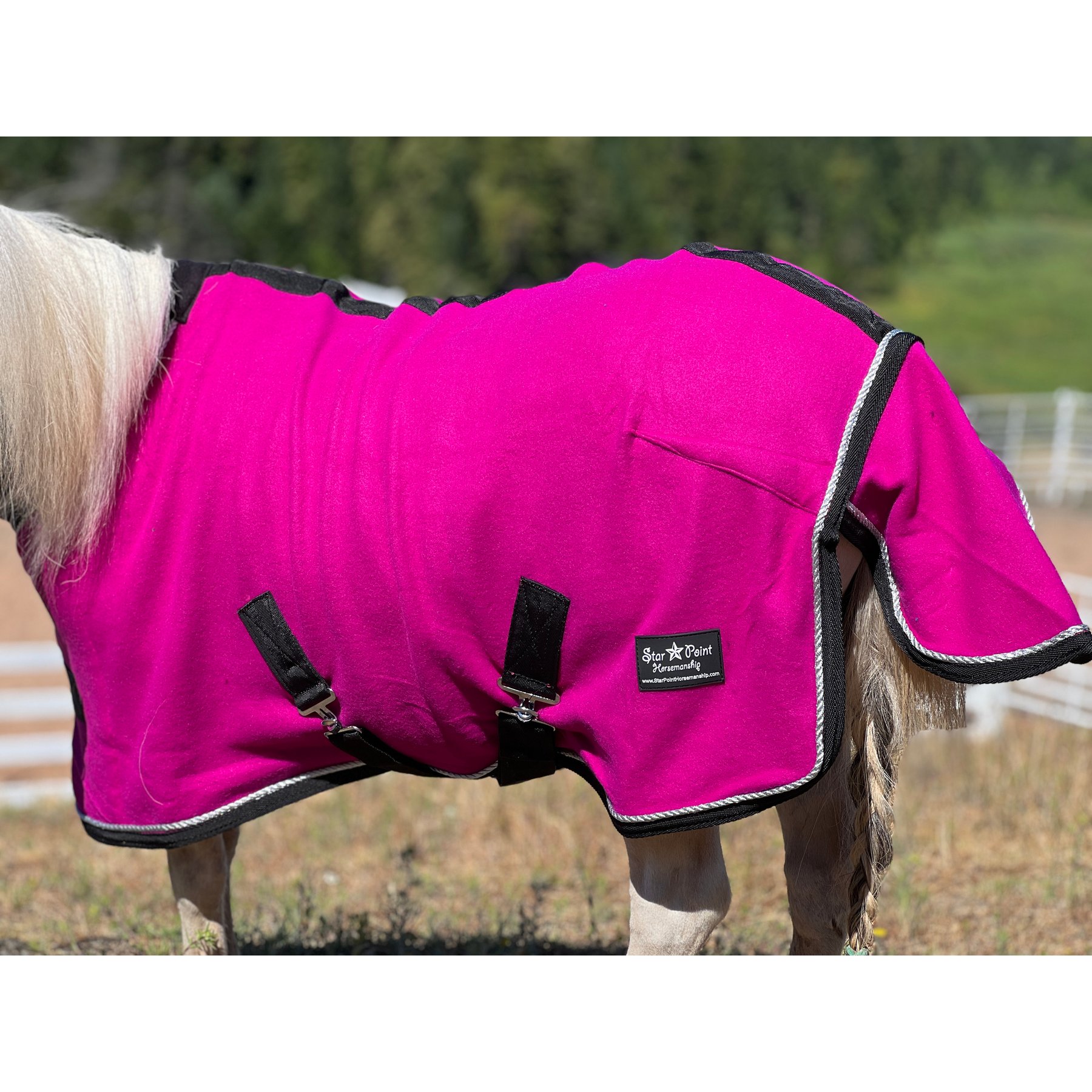 Star Point Horsemanship Miniature Horse-Pony Fleece Cooler/Blanket Liner, Raspberry, 38 to 40-in
