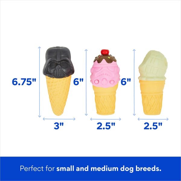 STAR WARS GALACTIC EMPIRE Ice Cream Cones Latex Squeaky Dog Toy, 3 count