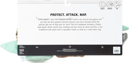 Show full view: GMASON STAR WARS Mandalorian The Child In Cradle, Plush Flattie, & Plush Rope Squeaky Plush Dog Toys, 3 count slide 3 of 8