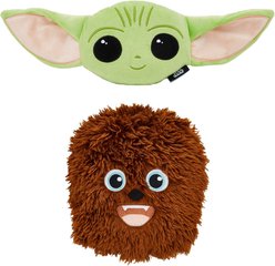 STAR WARS THE MANDALORIAN GROGU + CHEWBACCA Round Plush Squeaky Dog Toy