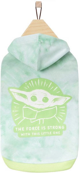 Show full view: STAR WARS THE MANDALORIAN GROGU "The Force is Strong" Tie Dye Dog & Cat Hoodie, X-Large slide 3 of 8