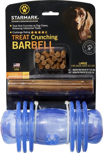 Starmark Crunching Barbell Treat Dispensing Tough Dog Toy