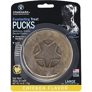 Starmark Everlasting Puck Large Chicken Flavor Adult Dental Dog Chews, 5.8-oz bag