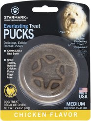 Starmark Everlasting Puck Medium Chicken Flavor Adult Dental Dog Chews, 2.4-oz bag