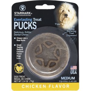 Starmark Everlasting Puck Medium Chicken Flavor Adult Dental Dog Chews, 2.4-oz bag