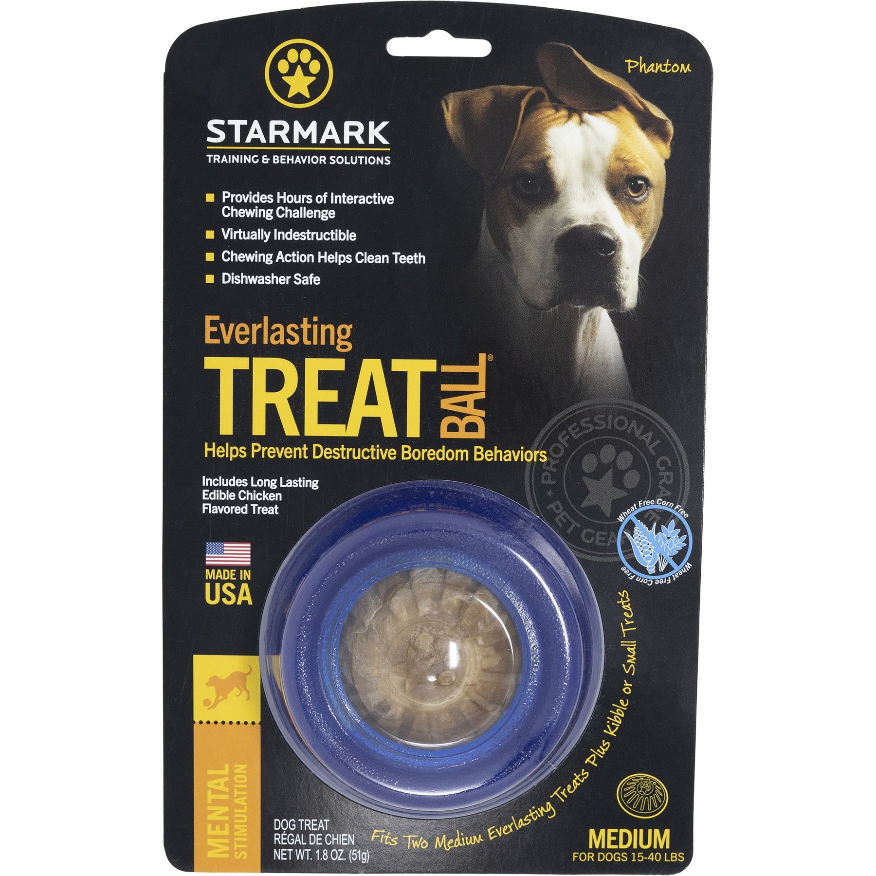 Starmark Everlasting Treat Ball Tough Dog Chew Toy, Medium