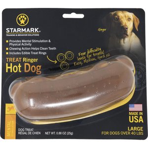 Starmark Ringer Hot Dog Tough Treat Dispenser Dog Toy, Large