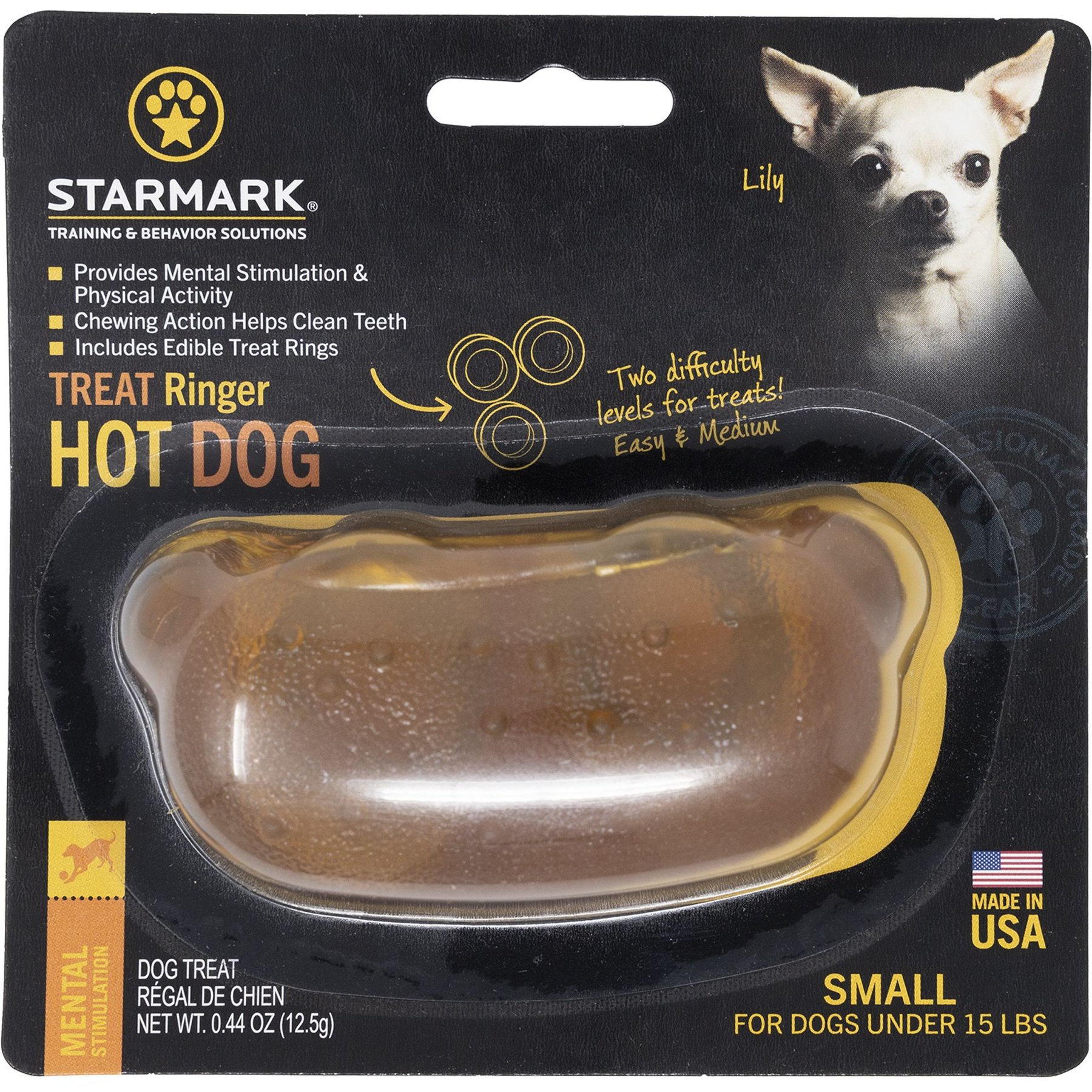 Starmark Ringer Hot Dog Tough Treat Dispenser Dog Toy, Small
