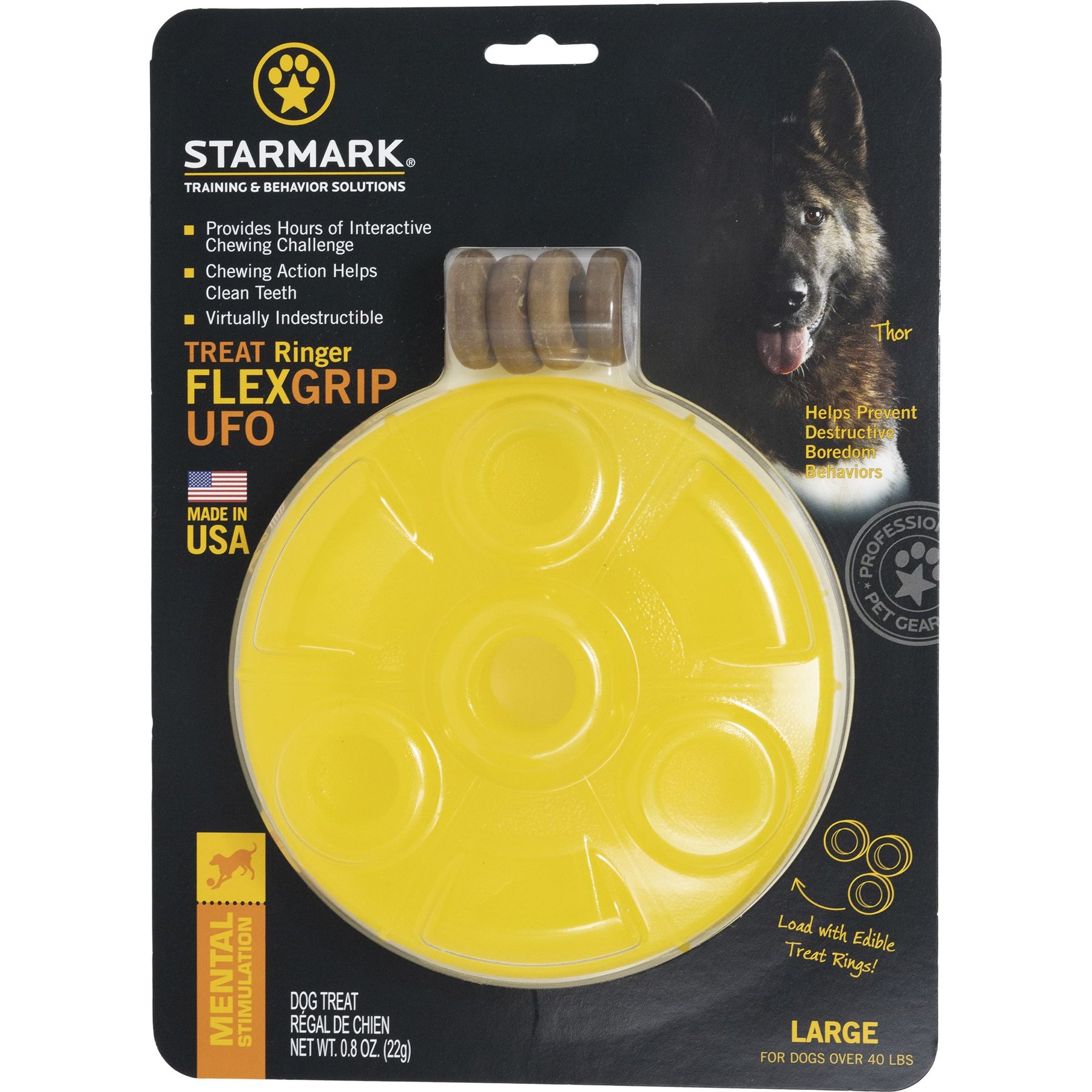 Starmark Ringer UFO Tough Treat Dispenser Dog Toy, Large