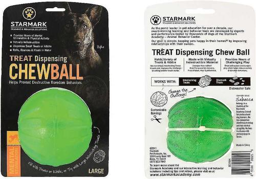 Show full view: Starmark Treat Dispensing Chew Ball Tough Dog Toy, Large + Starmark Interactive Dog Treats, 5.5-oz bag slide 3 of 9