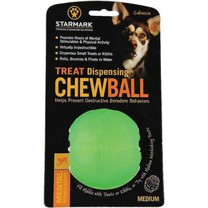 Starmark Treat Dispensing Chew Ball Tough Dog Toy, Medium