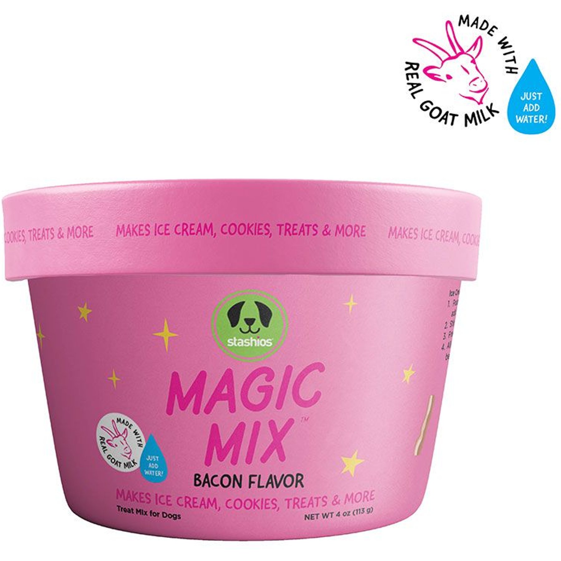 Stashios Magic Mix High-Protein Bacon Flavor with Goat Milk Baking Mix Dog Treat, 4-oz jar
