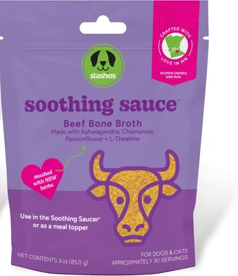 Show full view: Stashios Soothing Sauce Beef Flavor Calming Powder Supplement for Dogs & Cats, 3-oz bag slide 1 of 5