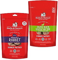 Stella & Chewy's Absolutely Rabbit + Duck Duck Goose Dinner Patties Freeze-Dried Dog Food