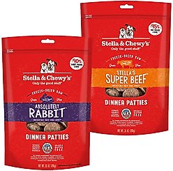 Stella & Chewy's Absolutely Rabbit + Stella's Super Beef Dinner Patties Freeze-Dried Dog Food