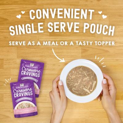 Show full view: Stella & Chewy's Carnivore Cravings Chicken & Salmon Flavored Shredded Wet Cat Food, 2.8-oz pouch, case of 24 slide 8 of 10