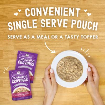 Show full view: Stella & Chewy's Carnivore Cravings Chicken & Tuna Flavored Shredded Wet Cat Food, 2.8-oz pouch, case of 24 slide 8 of 11
