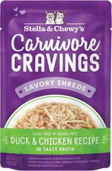 Stella & Chewy's Carnivore Cravings Duck & Chicken Flavored Shredded Wet Cat Food, 2.8-oz pouch, case of 24