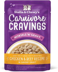 Stella & Chewy's Carnivore Cravings Morsels'N'Gravy Chicken & Beef Recipe Cat Food, 2.8-oz pouch, case of 12