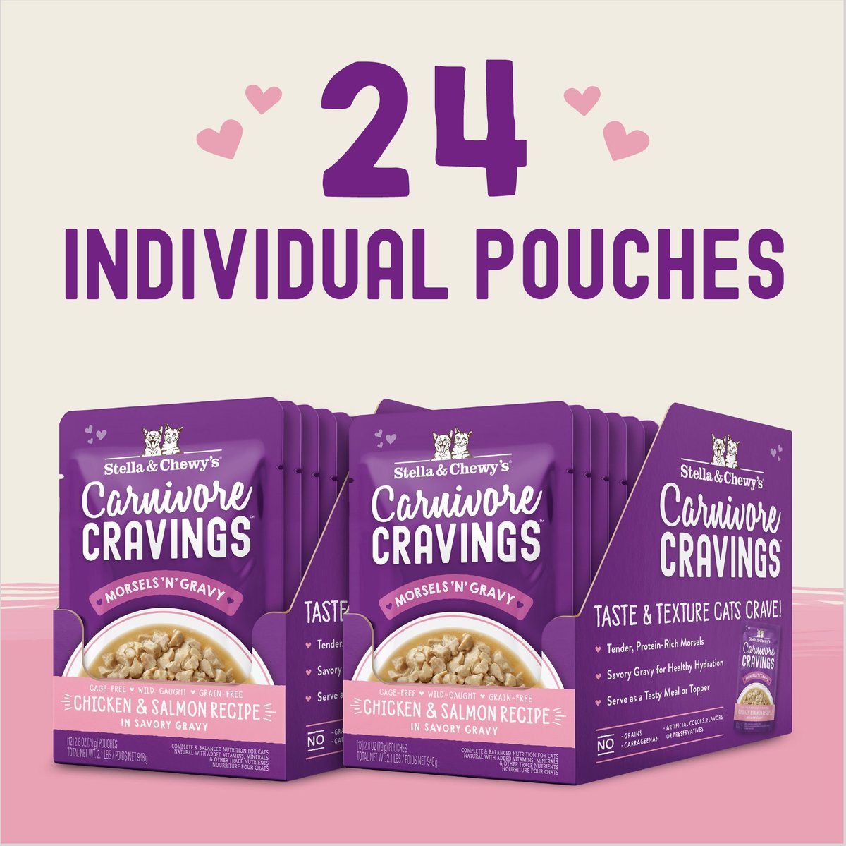 Stella & Chewy's Carnivore Cravings Morsels'N Gravy Chicken & Salmon Recipe, 2.8-oz pouch, case of 12
