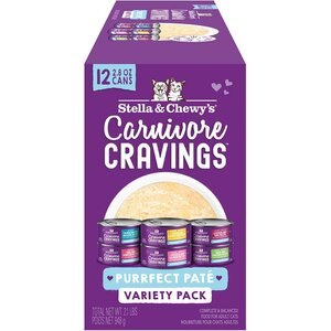 Stella & Chewy's Carnivore Cravings Purrfect Pate Variety Pack Cat Food, 2.8-oz can, case of 12