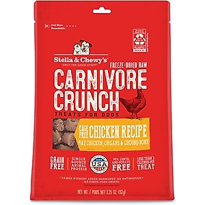 Stella & Chewy's Carnivore Crunch Cage-Free Chicken Recipe Freeze-Dried Raw Dog Treats, 3.25-oz bag