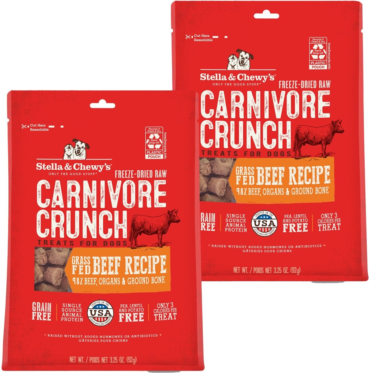 Stella & Chewy's Carnivore Crunch Grass-Fed Beef Recipe Freeze-Dried Raw Dog Treats