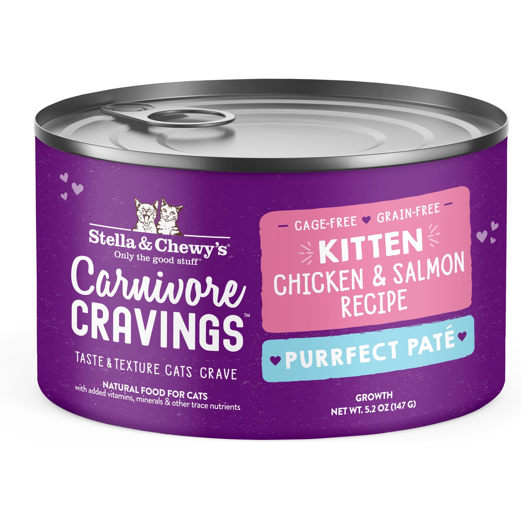 Stella & Chewy's Chicken & Salmon Flavored Pate Kitten Wet Cat Food, 5.2-oz can, case of 24