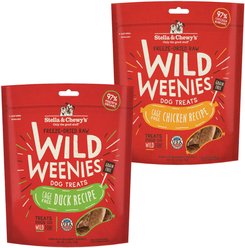 Stella & Chewy's Chicken Wild Weenies + Duck Wild Weenies Freeze-Dried Raw Dog Treats, 3.25-oz bag, pack of 2