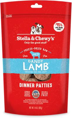 Show full view: Stella & Chewy's Dandy Lamb + Duck Duck Goose Dinner Patties Freeze-Dried Dog Food slide 2 of 10