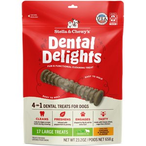 Stella & Chewy's Dental Delights Large Chicken & Parsley Dental Dog Treats, 23.2-oz bag