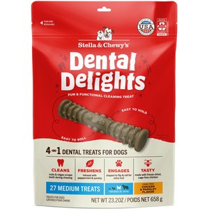 Stella & Chewy's Dental Delights Medium Chicken & Parsley Dental Dog Treats, 23.2-oz bag