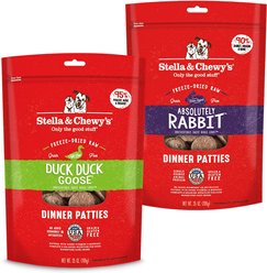 Stella & Chewy's Duck Duck Goose + Absolutely Rabbit Dinner Patties Freeze-Dried Dog Food
