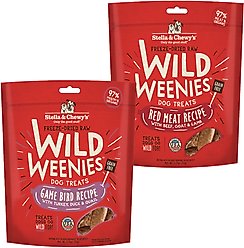 Stella & Chewy's Game Bird Wild Weenies + Red Meat Wild Weenies Freeze-Dried Raw Dog Treats, 3.25-oz bag, pack of 2