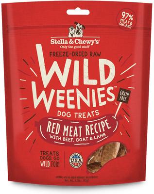 Show full view: Stella & Chewy's Game Bird Wild Weenies + Red Meat Wild Weenies Freeze-Dried Raw Dog Treats, 3.25-oz bag, pack of 2 slide 2 of 9