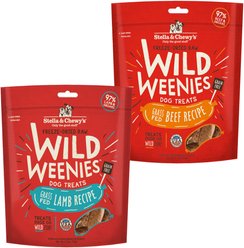 Stella & Chewy's Lamb Wild Weenies + Beef Wild Weenies Freeze-Dried Raw Dog Treats, 3.25-oz bag, pack of 2