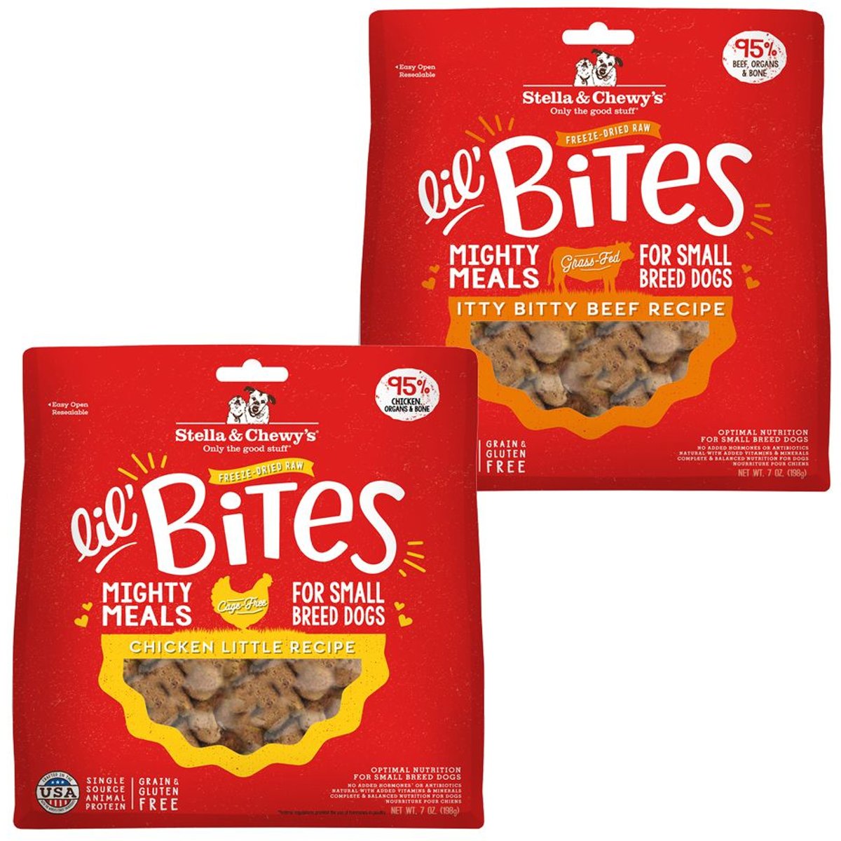 Stella & Chewy's Lil' Bites Chicken + Itty Bitty Beef Recipe Freeze-Dried Dog Food