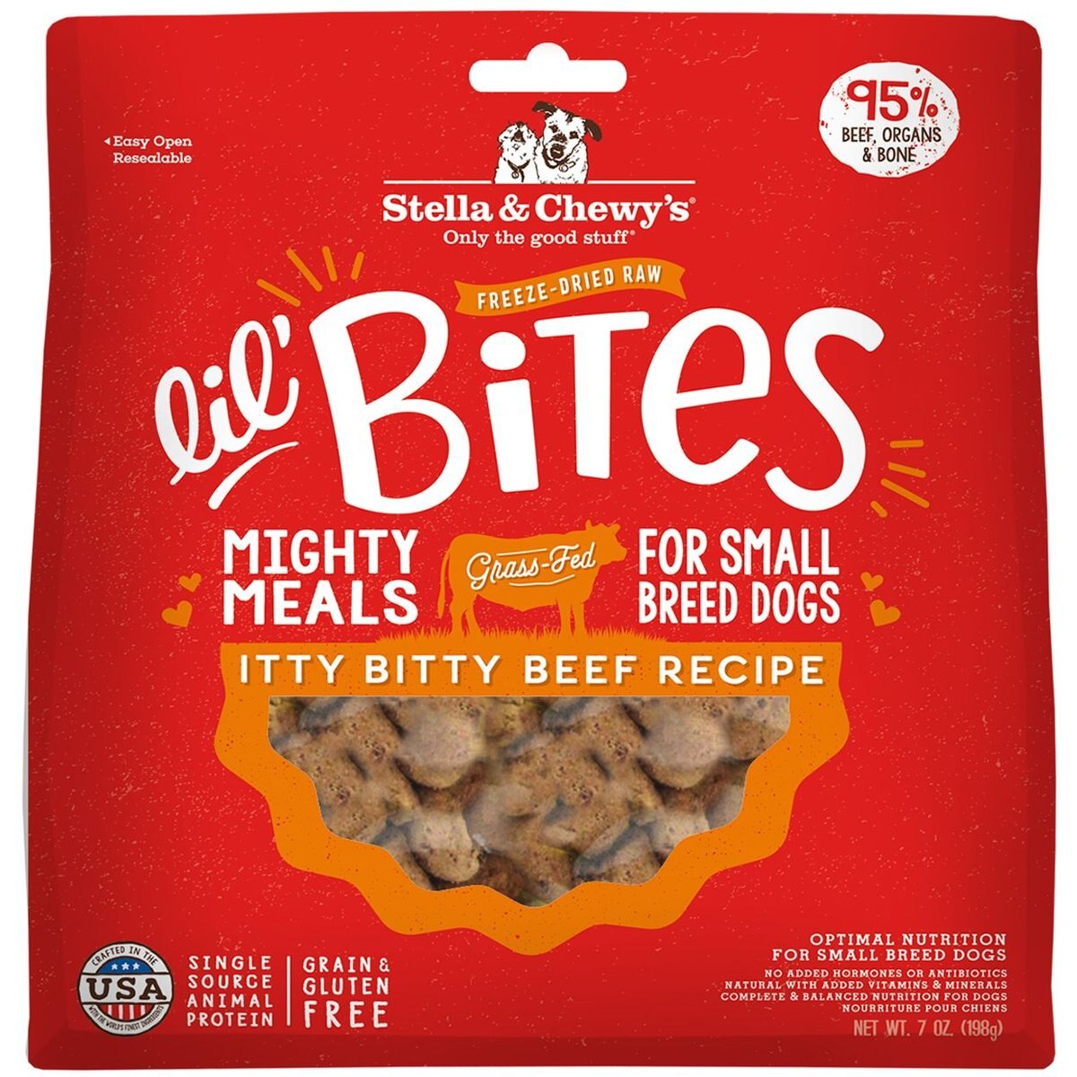 Stella & Chewy's Lil' Bites Itty Bitty Beef Recipe Small Breed Freeze-Dried Raw Dog Food, 7-oz bag