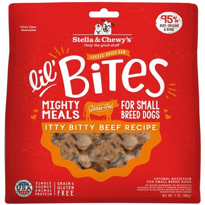 Stella & Chewy's Stella & Chewy's Lil' Bites Itty Bitty Beef Recipe Small Breed Freeze-Dried Raw Dog Food, 7-oz bag
