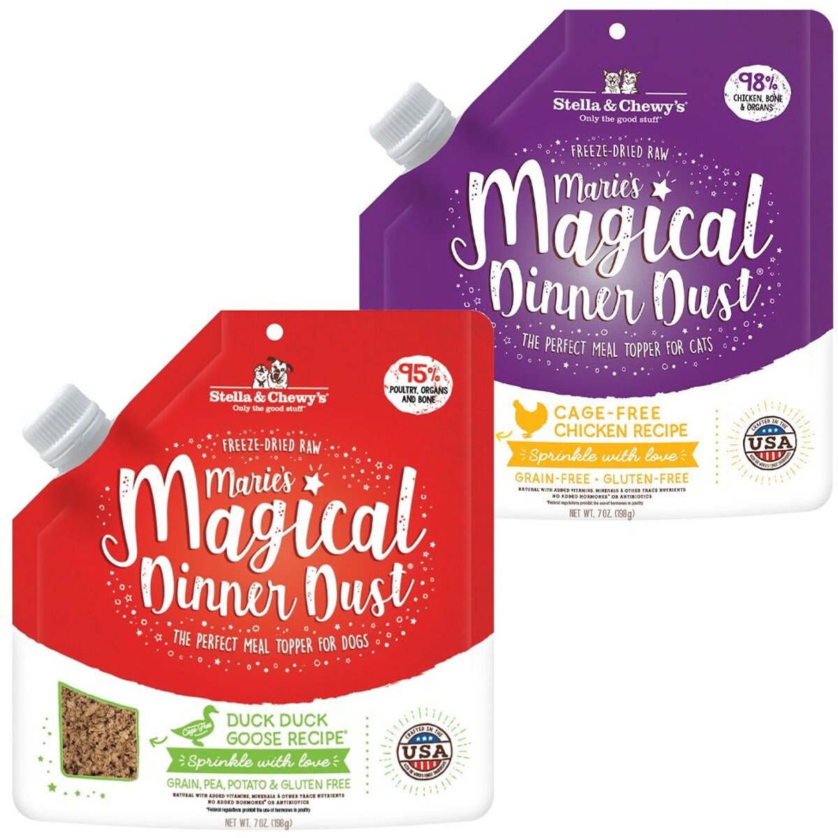 Stella & Chewy's Marie's Magical Dinner Dust Duck Duck, Goose + Chicken Freeze-Dried Dog Food Topper