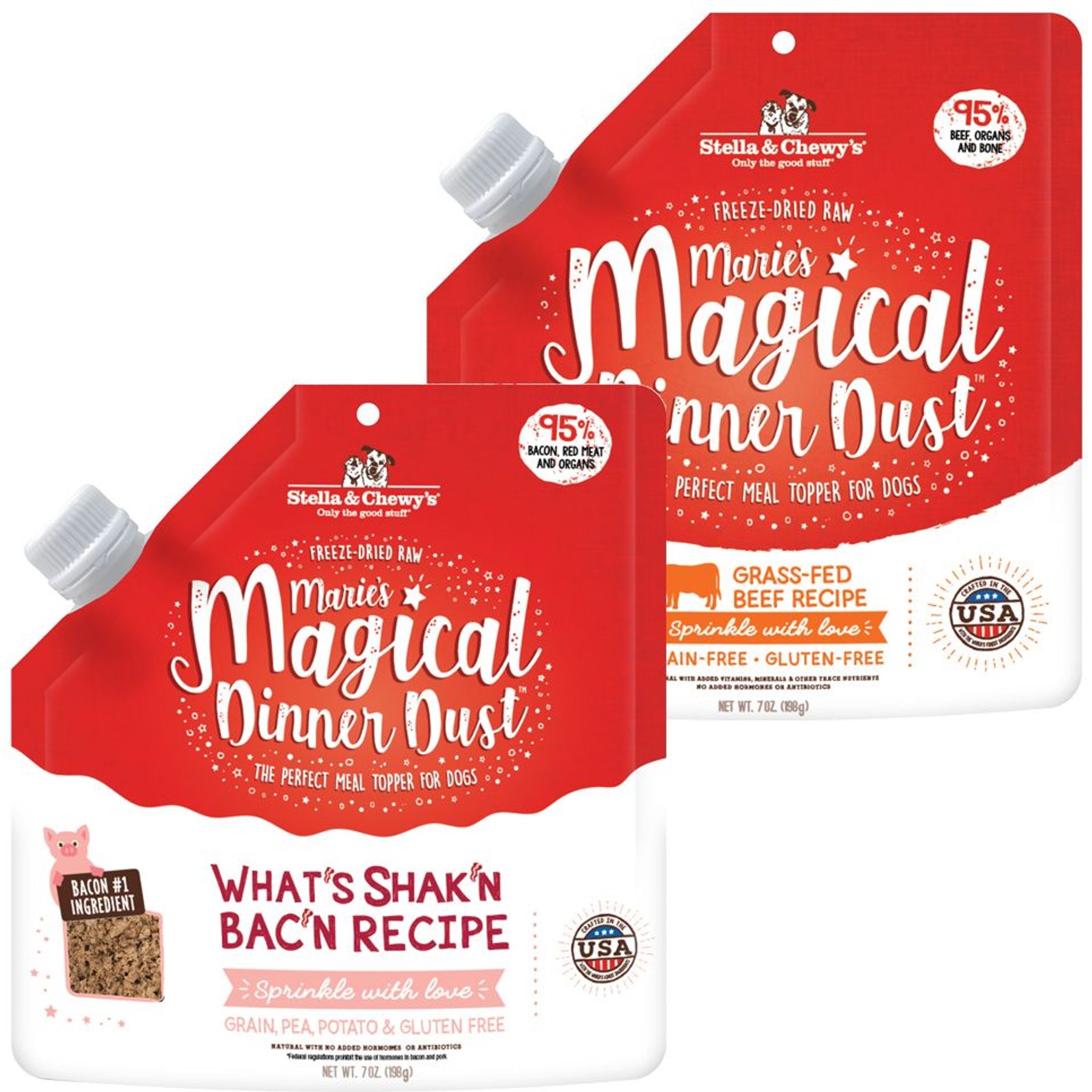 Stella & Chewy's Marie's Magical Dinner Dust What's Shak'n Bac'n + Beef Freeze-Dried Dog Food Topper