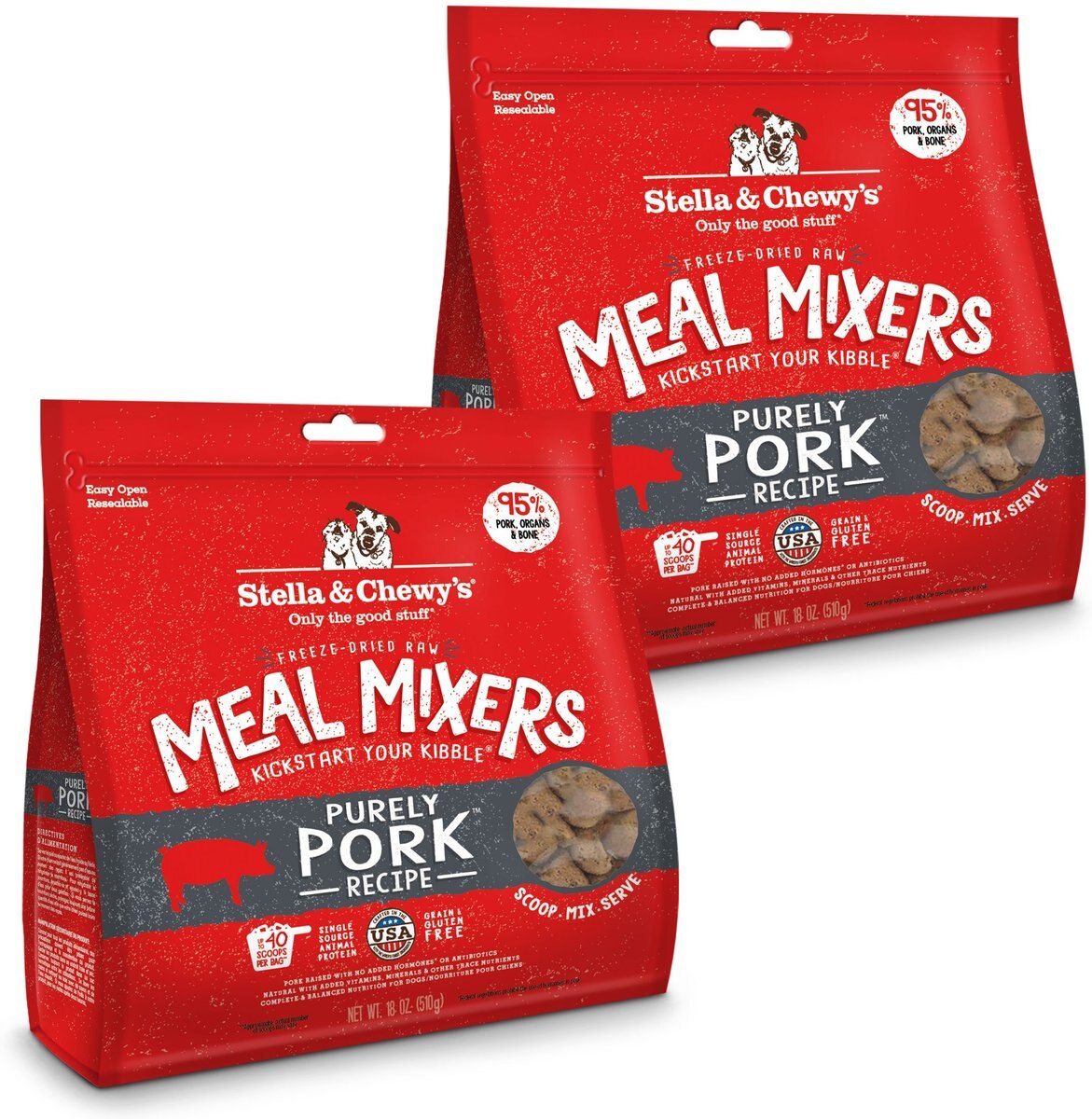 Stella & Chewy's Meal Mixers Purely Pork Freeze-Dried Raw Dog Food Topper
