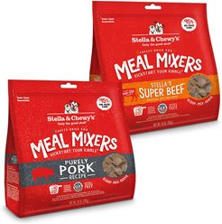 Stella & Chewy's Meal Mixers Purely Pork + Stella's Super Beef Freeze-Dried Dog Food Topper 